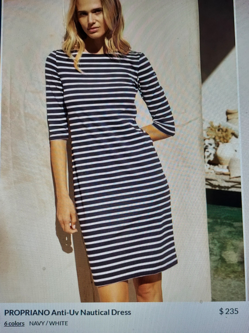 Saint James: Navy/White Propriano Anti-Uv Nautical Stripe Dress. Sz. XXXS. NWOT.
